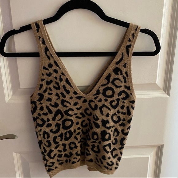 Abercrombie Brown Leopard Animal Print Knit Ribbed Tank Too small - Picture 3 of 6